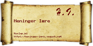 Heninger Imre névjegykártya